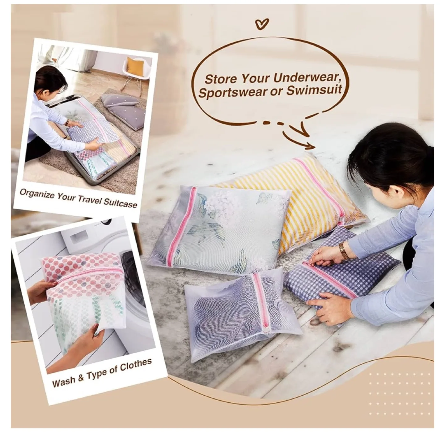 Wicker Laundry Basket with Liner Bags - Dark Brown image indicator(3)