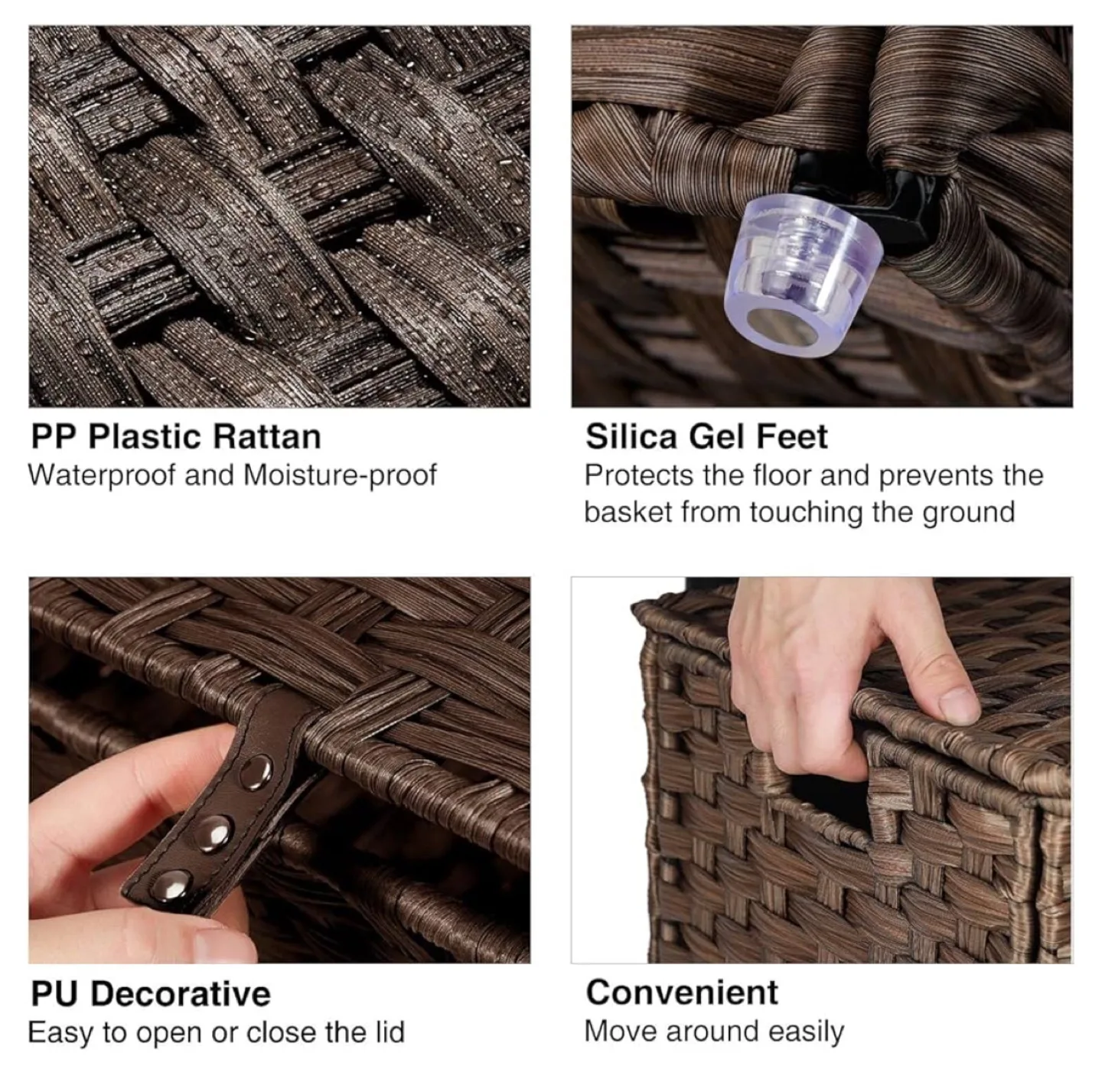 Wicker Laundry Basket with Liner Bags - Dark Brown image indicator(5)