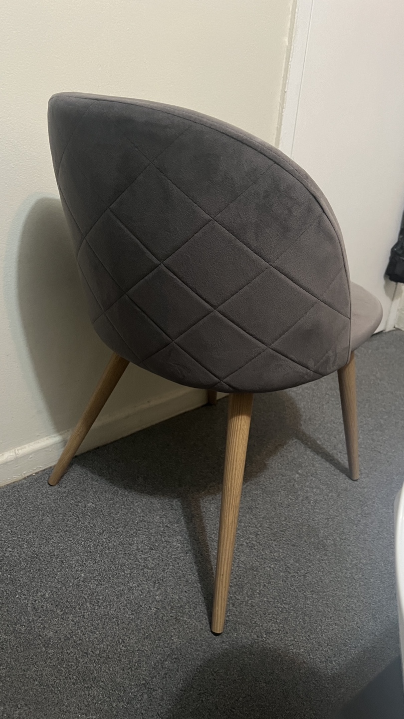 Grey Velvet Dining Chair with Wooden Legs - photo 2