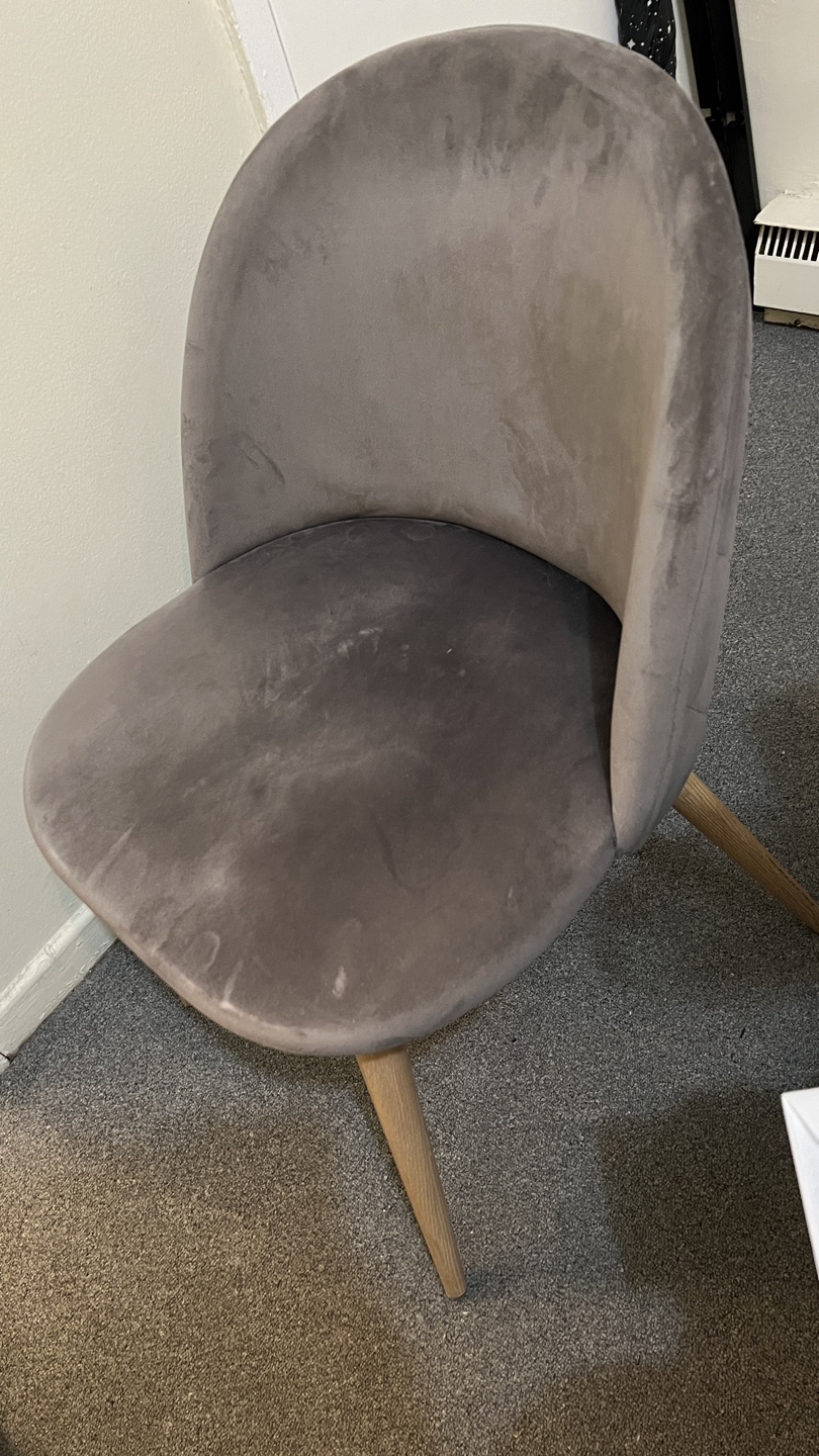 Grey Velvet Dining Chair with Wooden Legs - photo 3
