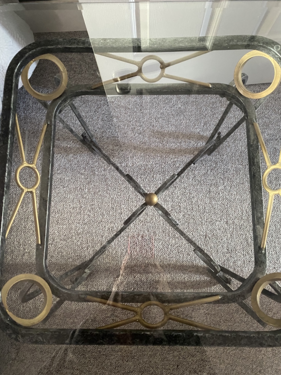 Glass-top Occasional Table with Ornate Metal Frame - photo 3