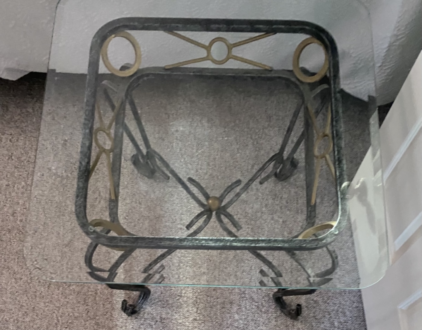 Glass-top Occasional Table with Ornate Metal Frame - photo 2