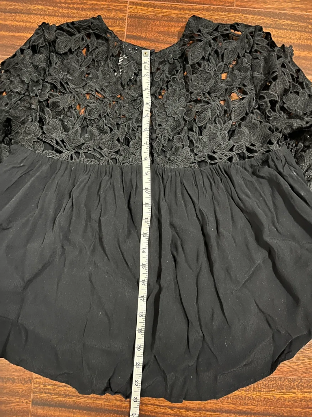 Guest Editor women’s small lace 3/4 sleeve babydoll top, black image indicator(9)