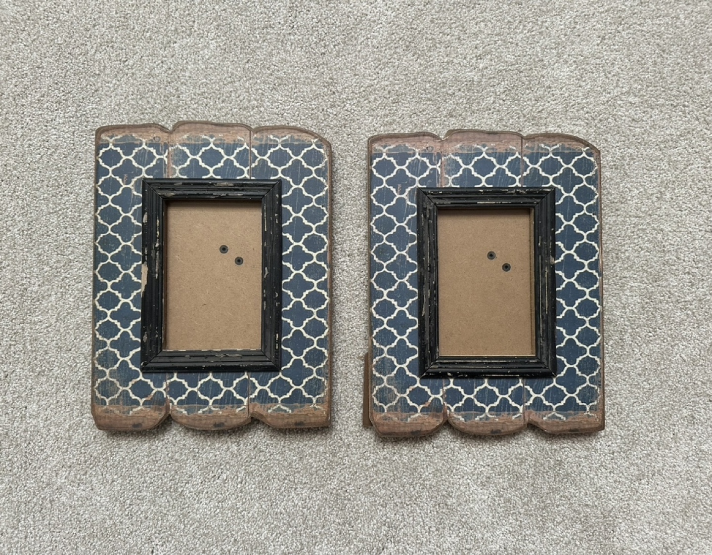 Set of Two Rustic Blue Picture Frames