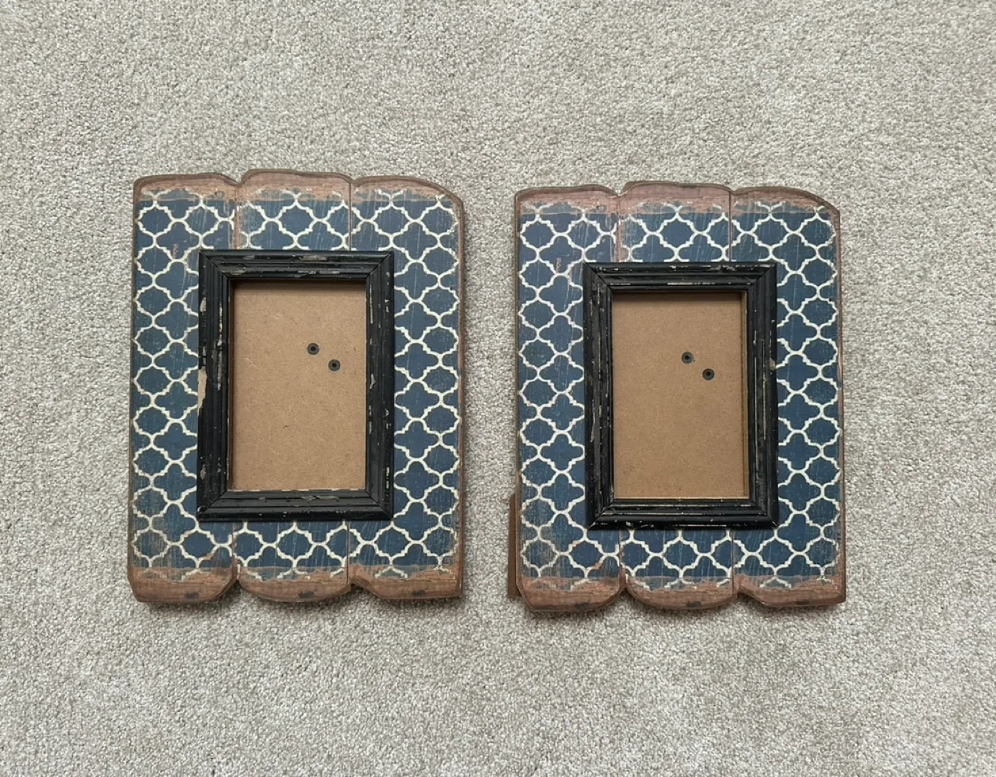 Set of Two Rustic Blue Picture Frames thumbnail