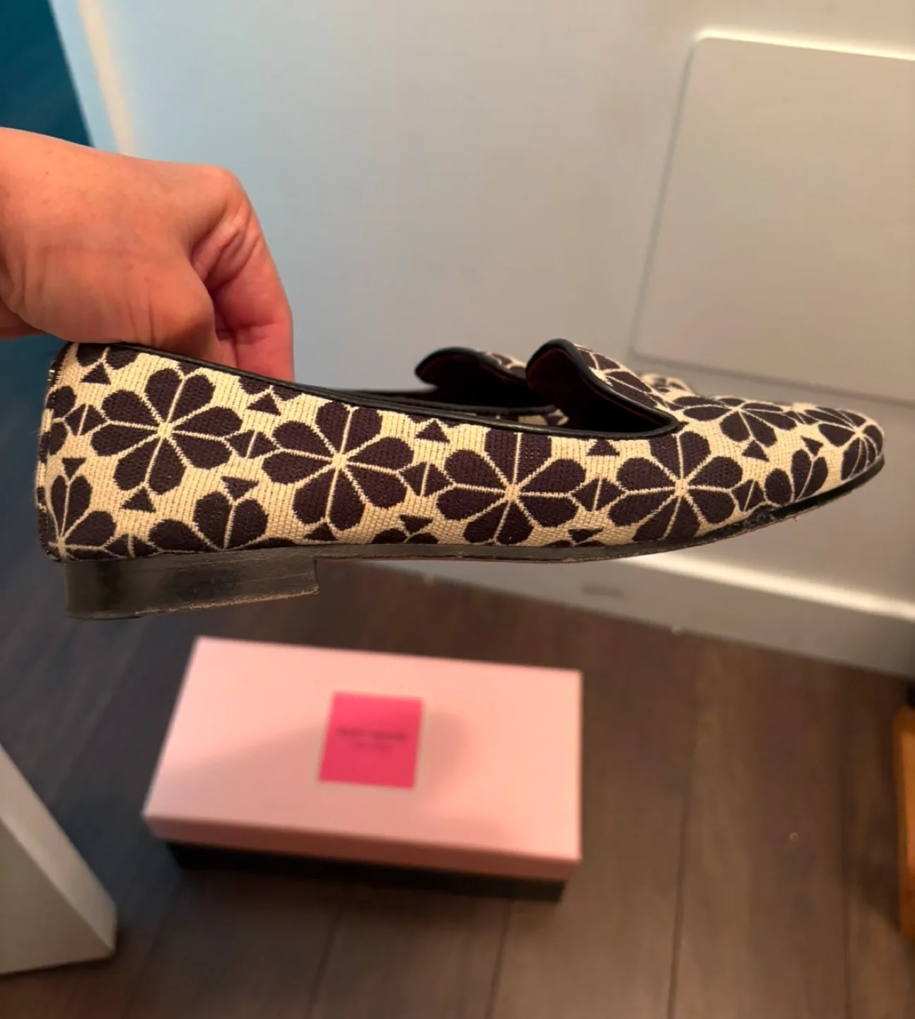 Kate Spade  Jacquard Cream Black Loafers  Size6B image indicator(3)