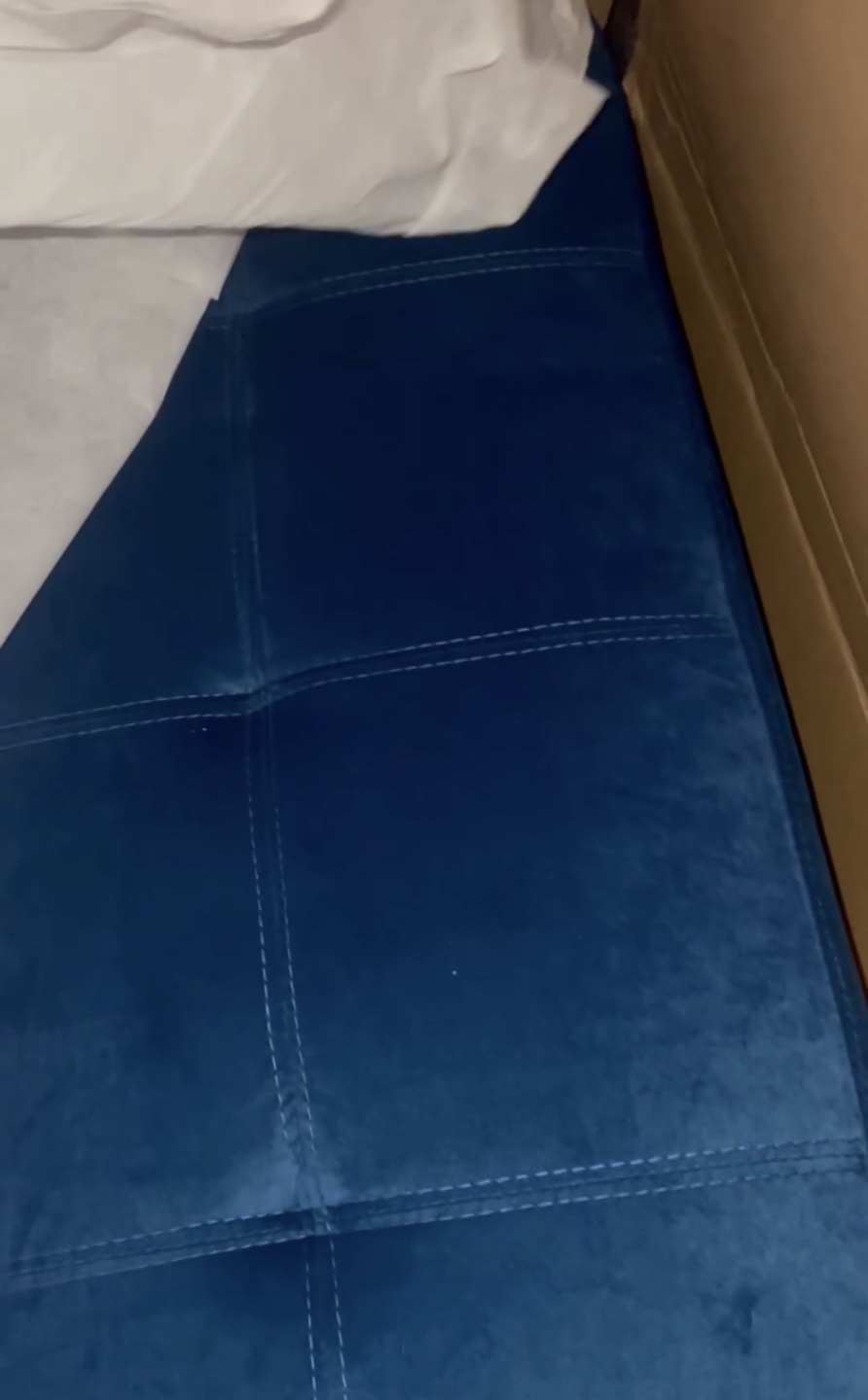 New! Blue Velvet Sectional Sofa with Ottoman - photo 5