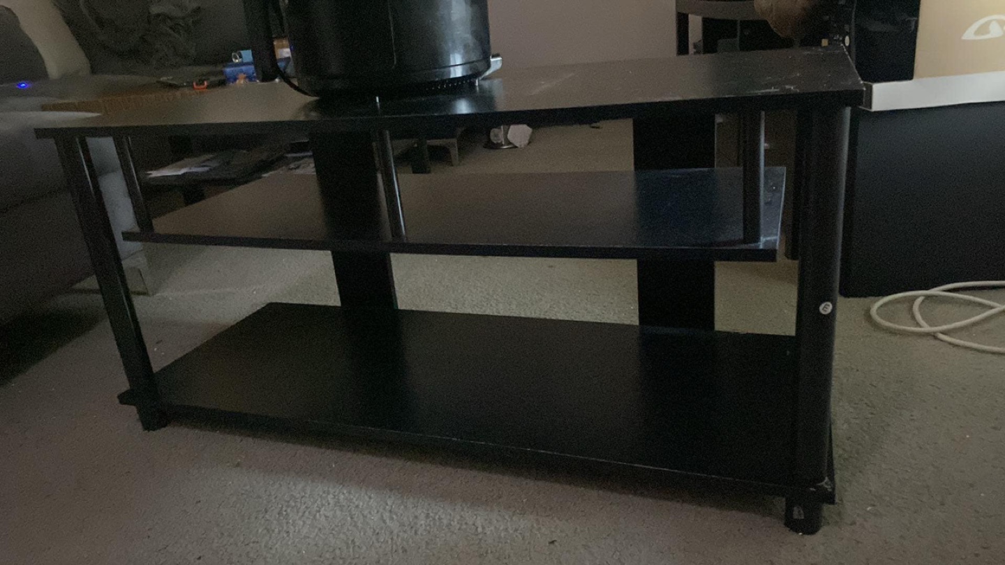 Black TV Stand with Shelves - photo 4