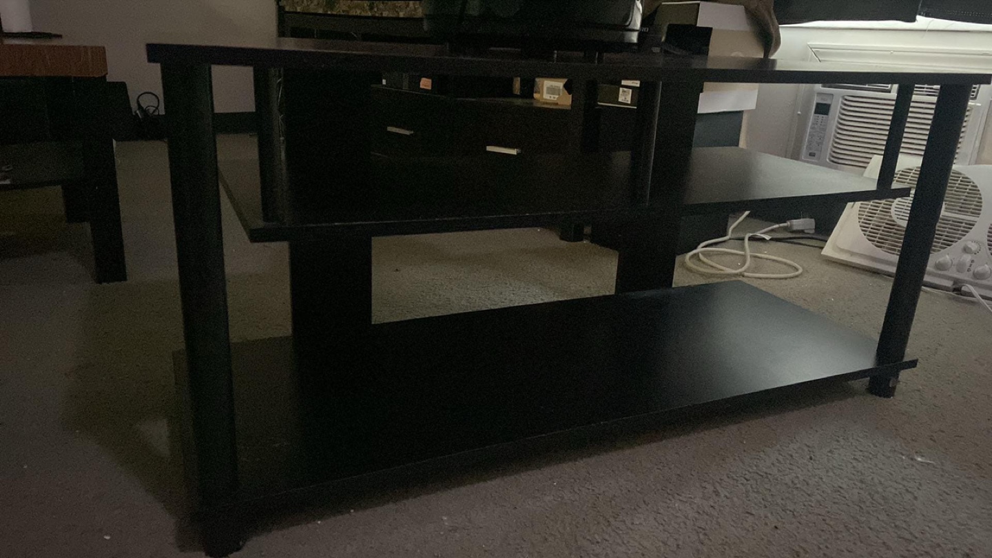 Black TV Stand with Shelves