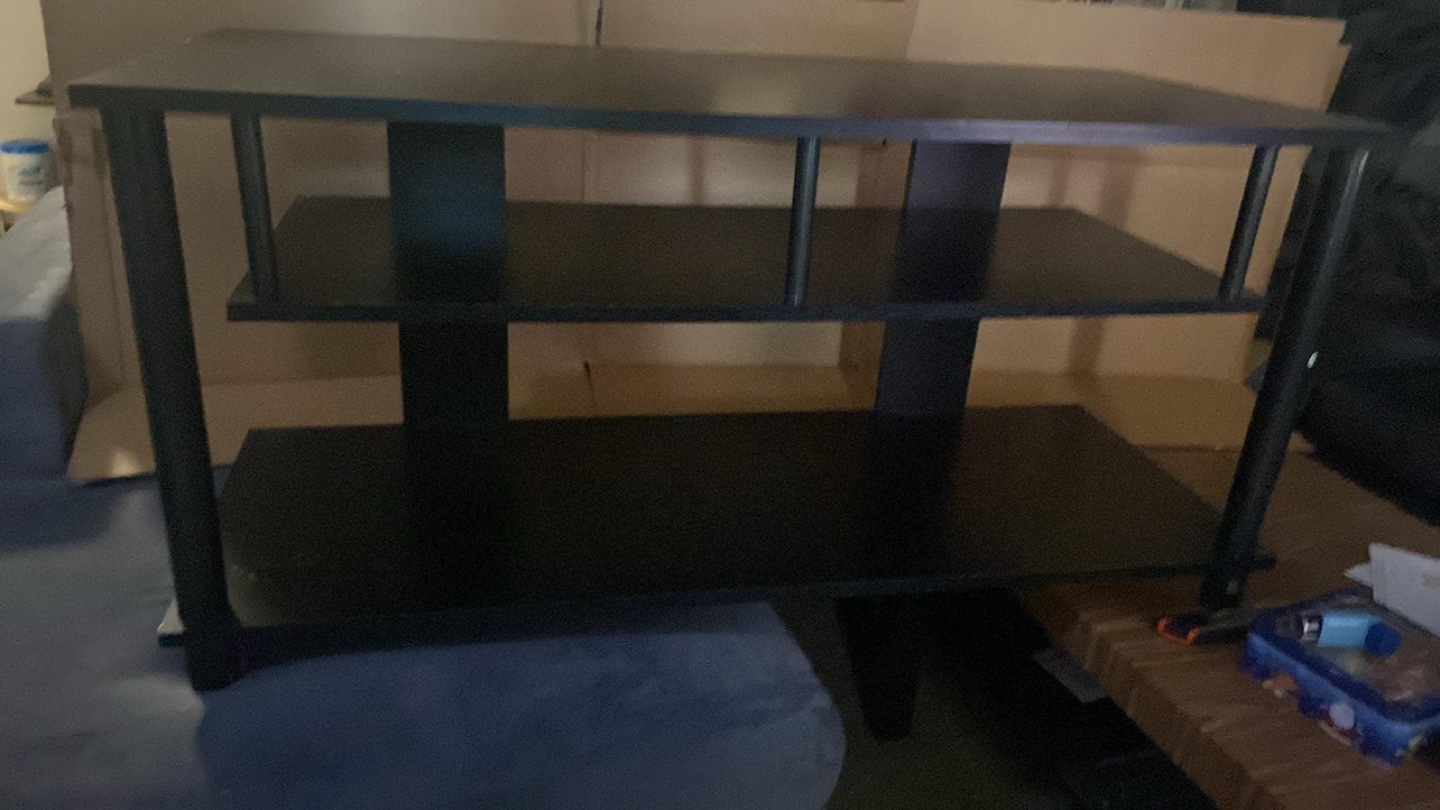 Black TV Stand with Shelves - photo 2