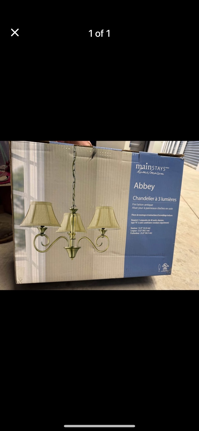Mainstays Abbey 3-Light Chandelier
