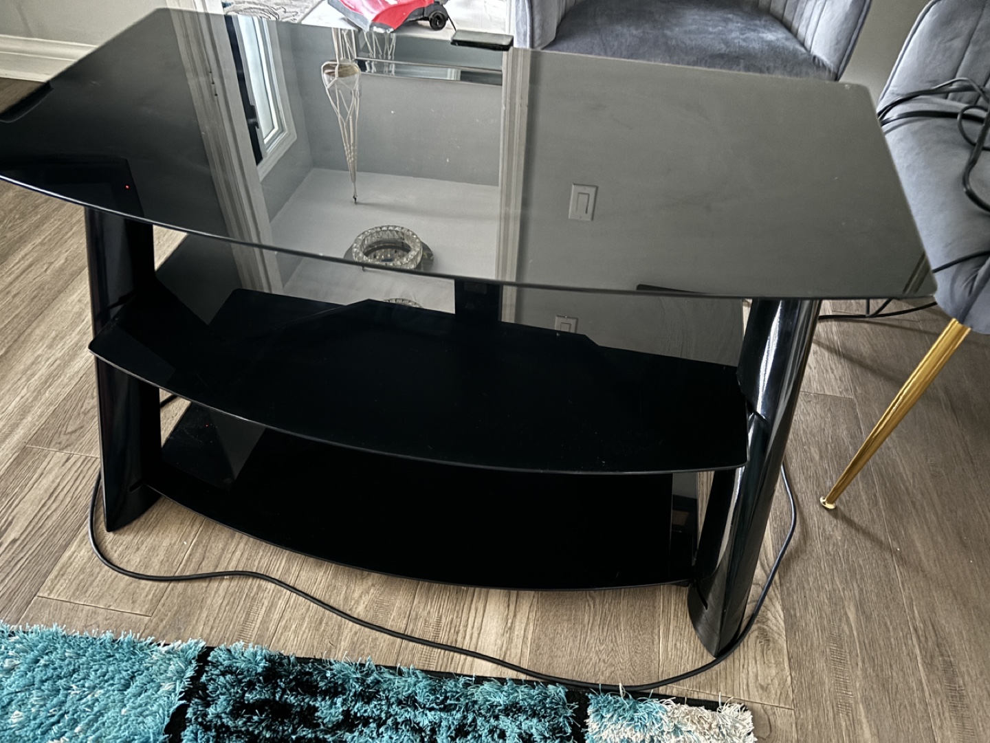 Black Glass TV Stand - photo 2