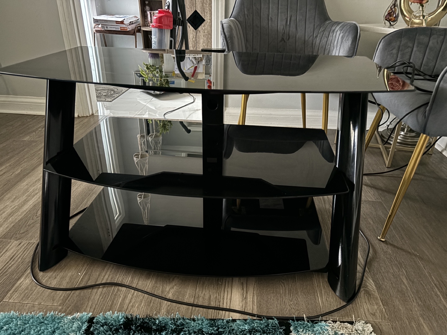 Black Glass TV Stand