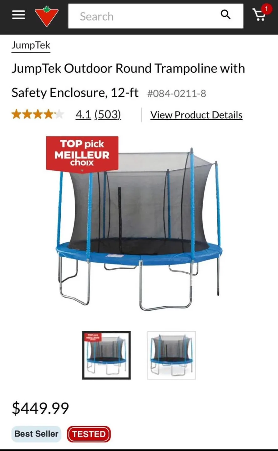 JumpTek 12ft Trampoline with Safety Enclosure - Parts image indicator(3)