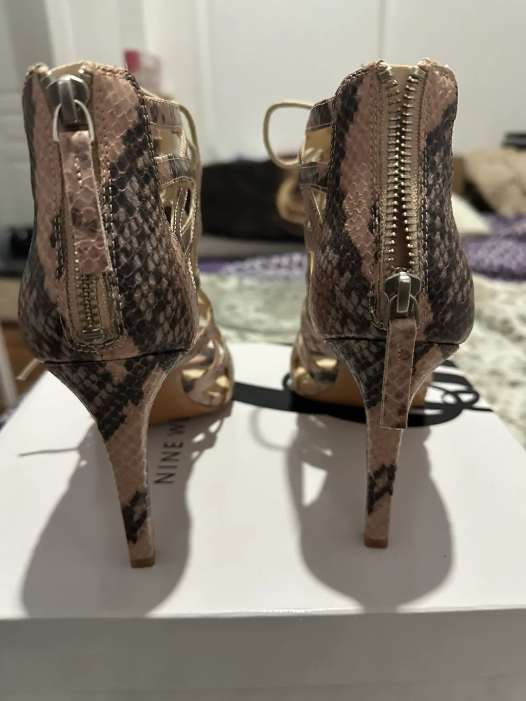 Nine West Snakeskin Lace-Up Heels image indicator(3)