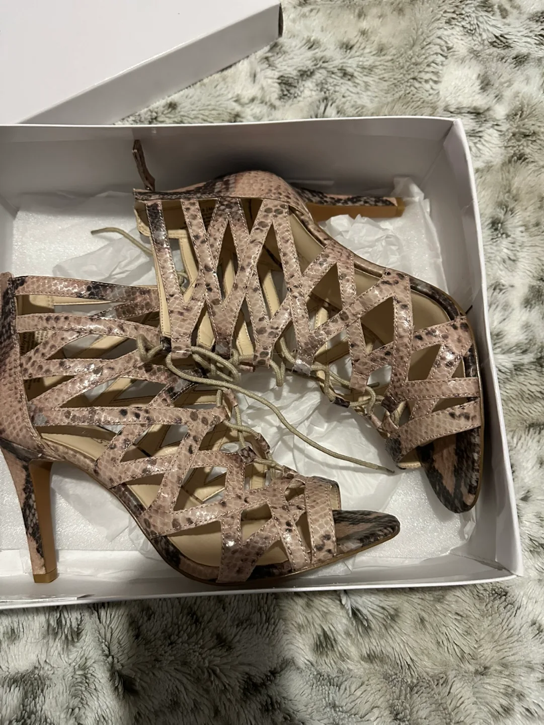 Nine West Snakeskin Lace-Up Heels image indicator(5)