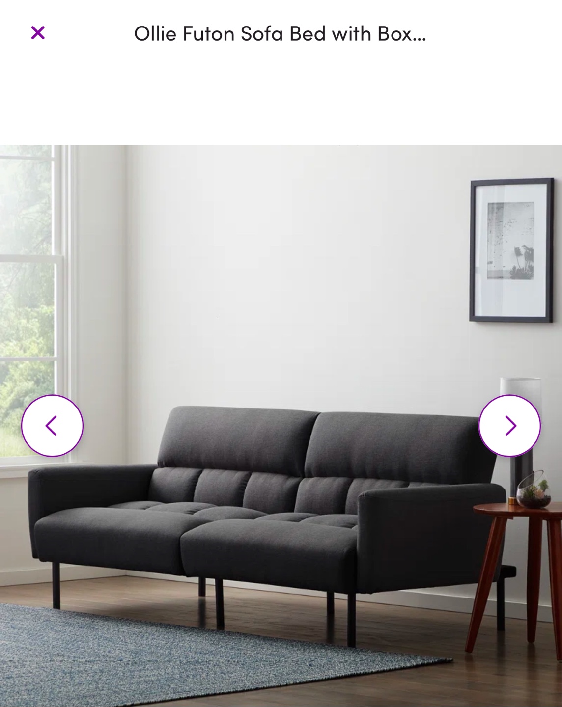 Ollie Futon Sofa Bed with Box Tufting