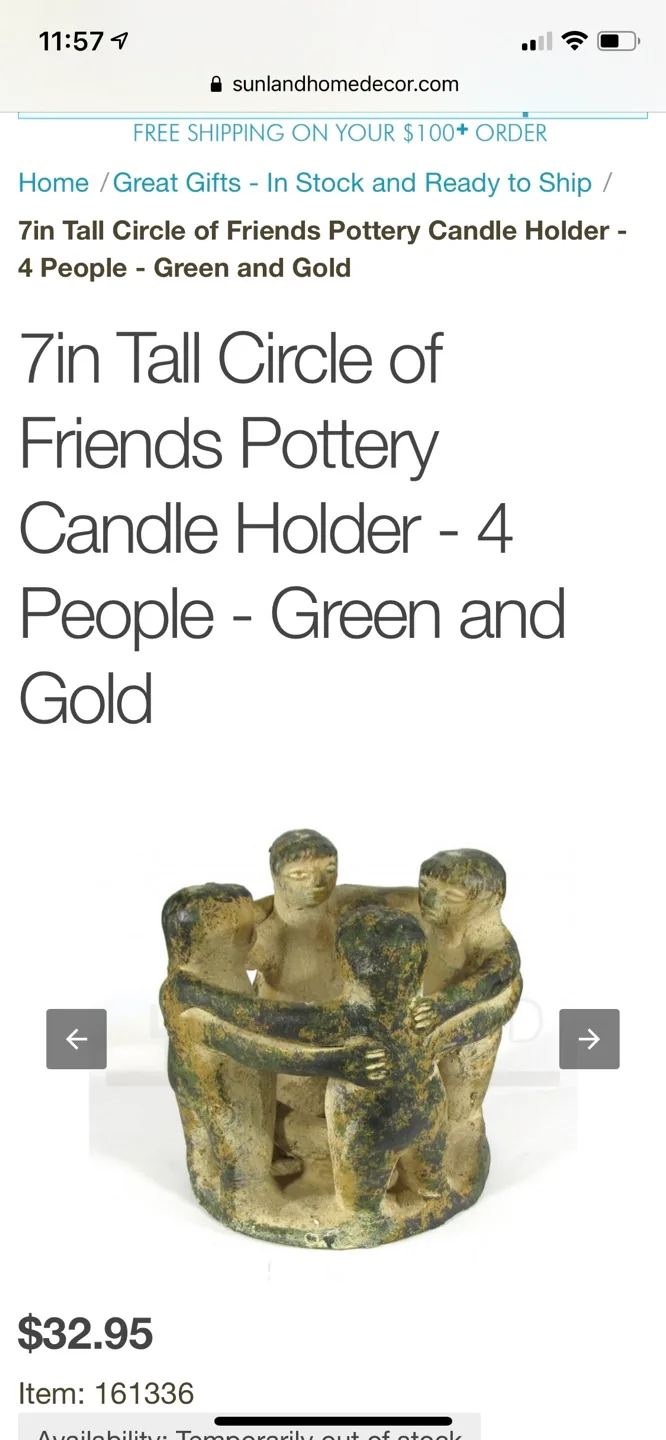 7in Tall Circle of Friends Pottery Candle Holder image indicator(2)