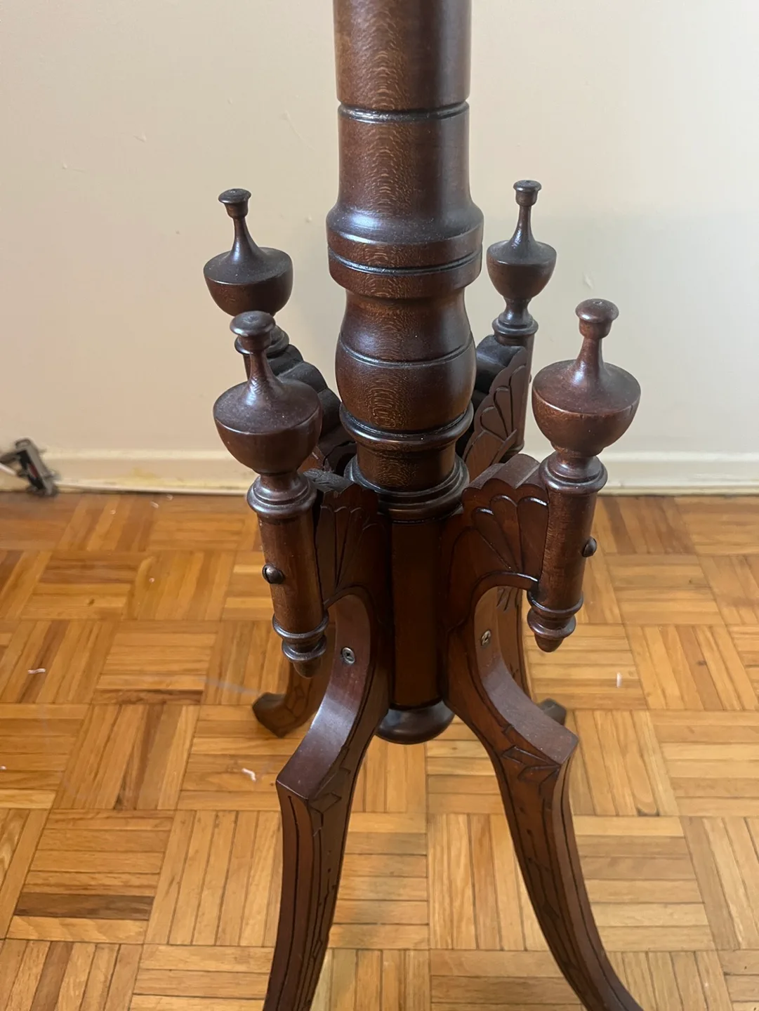 Antique Victorian-Style Ornate Wooden Side Table image indicator(3)