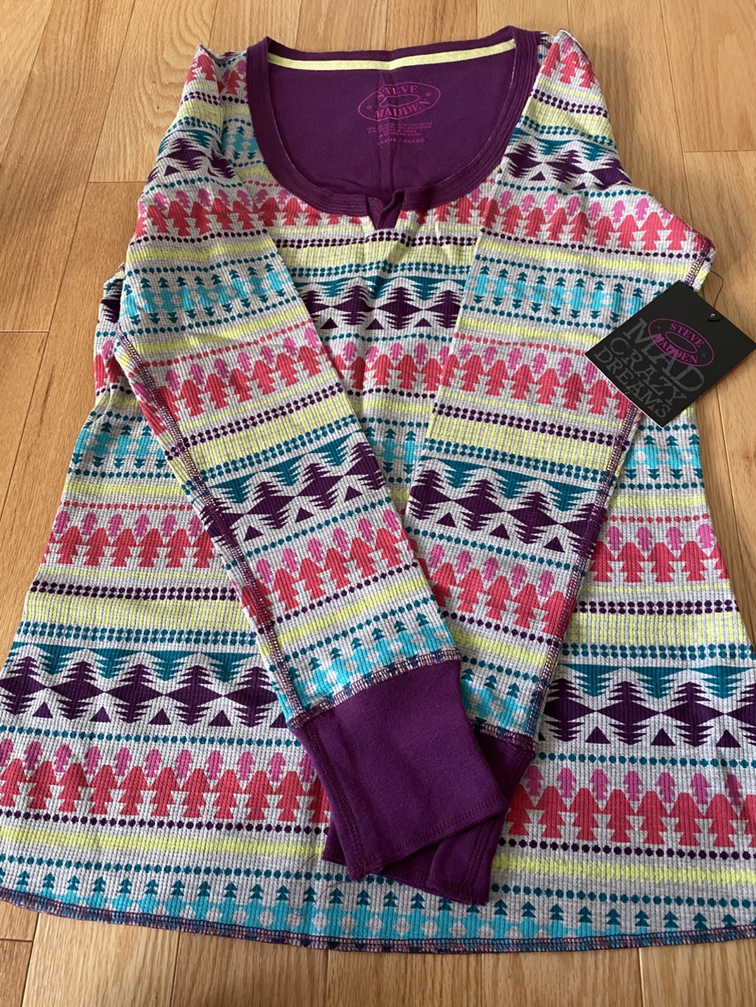 Steve Madden Women's Long Sleeve Thermal Top - Size Large
