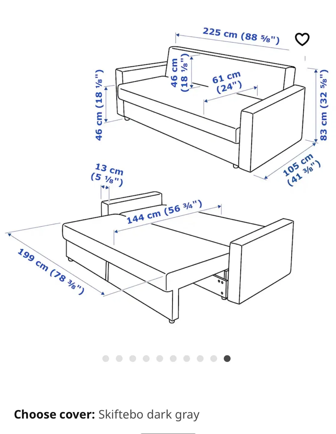 IKEA FRIHETEN Sofa Bed - Dark Grey image indicator(2)