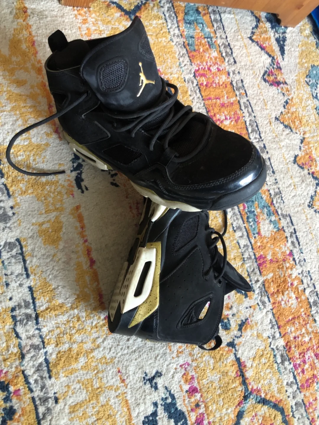 Air Jordan 6 Rings Black Gold Men's Basketball Shoes Size 6.5 thumbnail