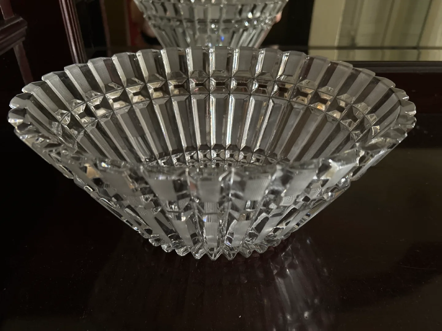 VTG Russian Lead Cut Oval Crystal Bowl Centerpiece image indicator(3)