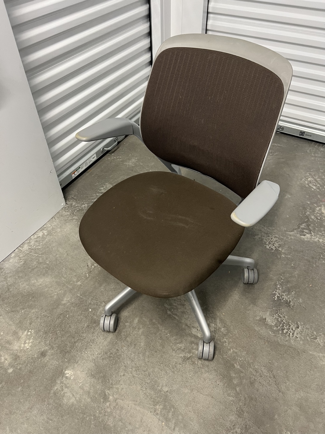 Used Office Chair Brown Fabric & Silver Frame Steelcase