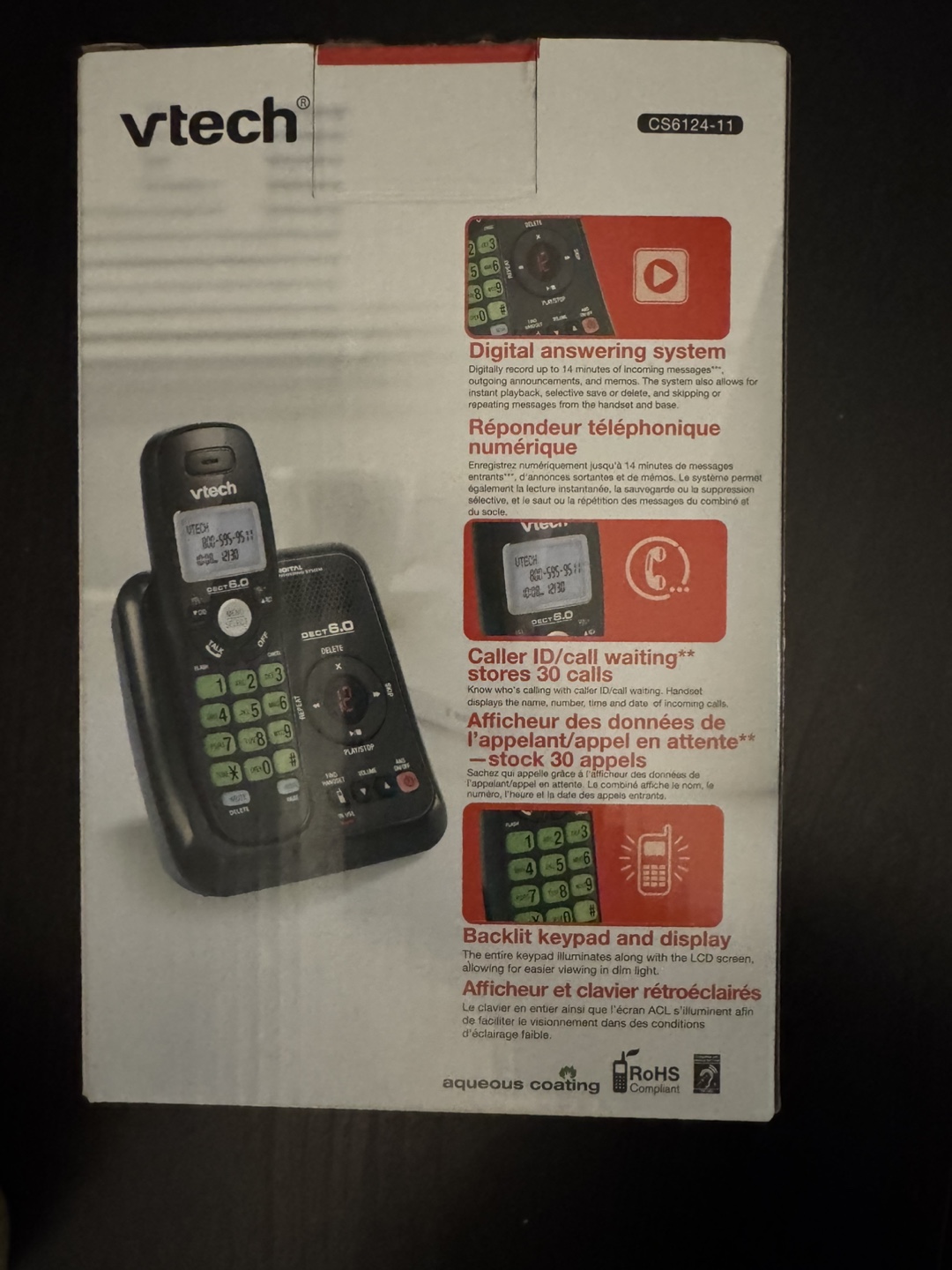 VTech DECT 6.0 Digital Answering System Corded/Cordless Phone - photo 5