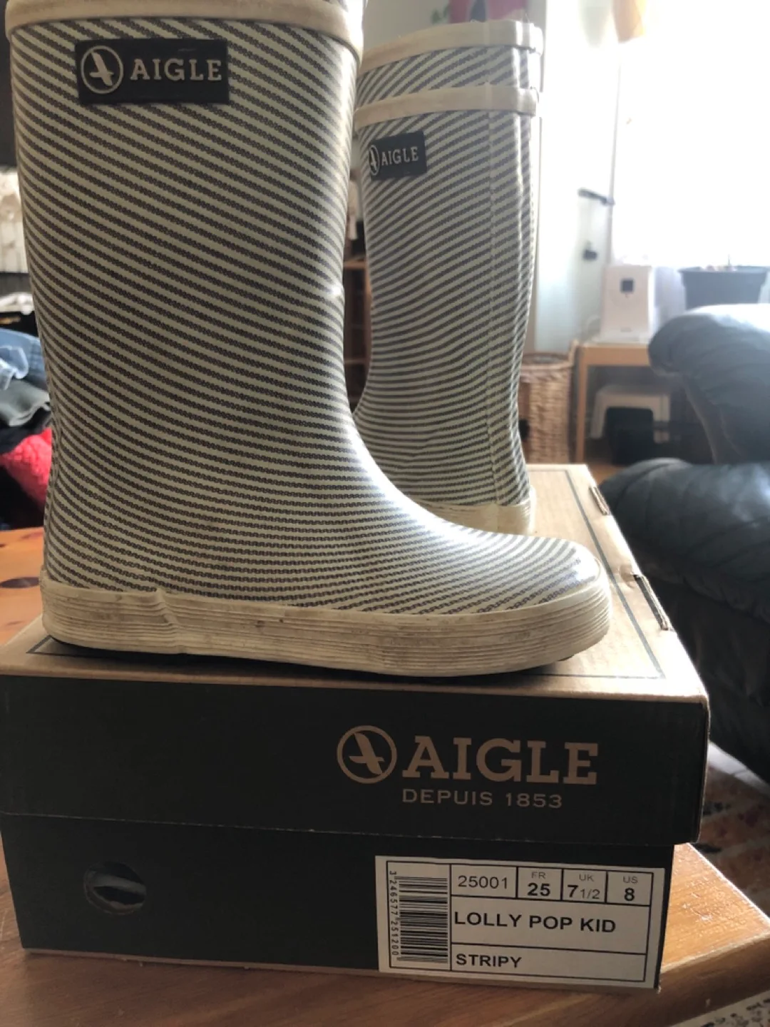 Aigle Lolly Pop Kid Stripy Rain Boots - Size 8 image indicator(2)