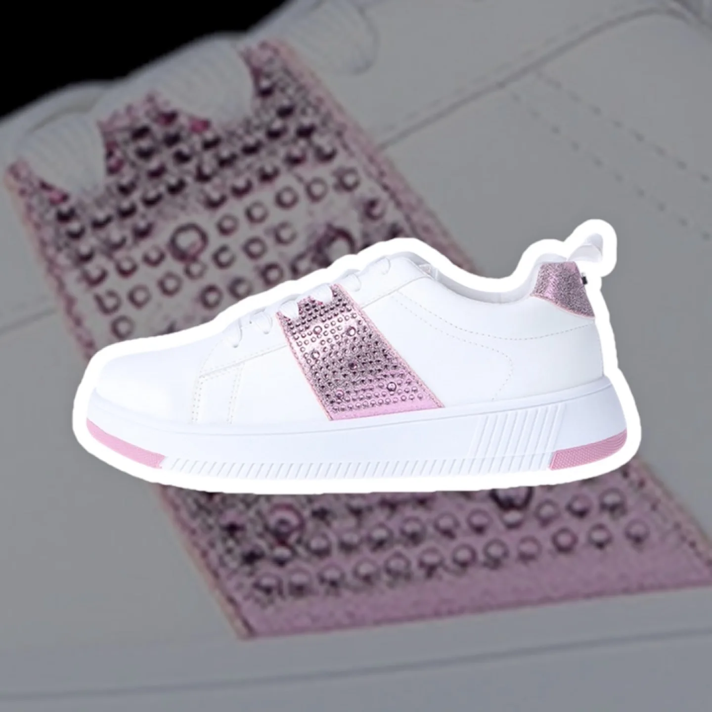 Girls' Size 12 Fuchsia Sparkle Sneakers image indicator(2)