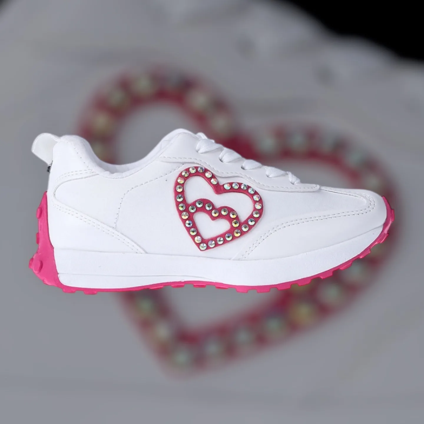 Girls' Bebe White & Pink Sneakers, Size 13 (US Size 3) image indicator(2)