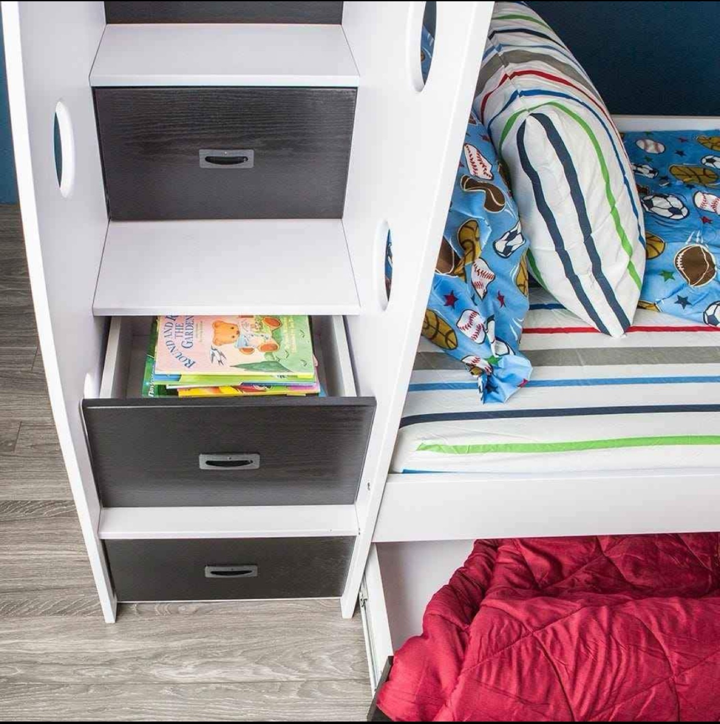 Kids Bunk Bed with Storage - Black and White - photo 4