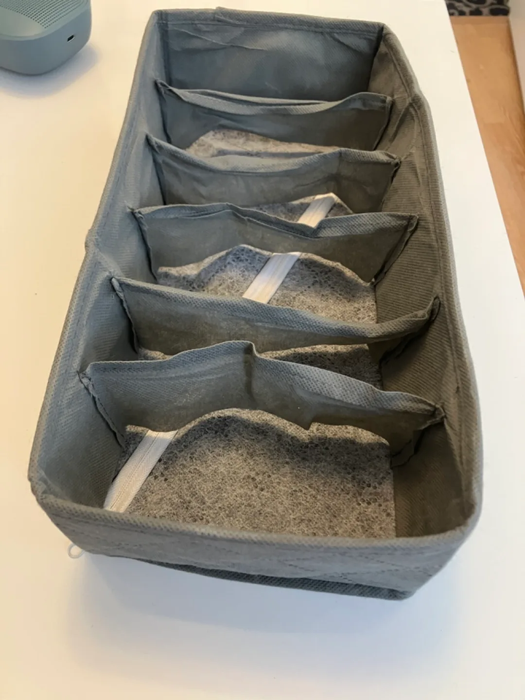 Grey Fabric Drawer Organiser with 5 Compartments image indicator(2)