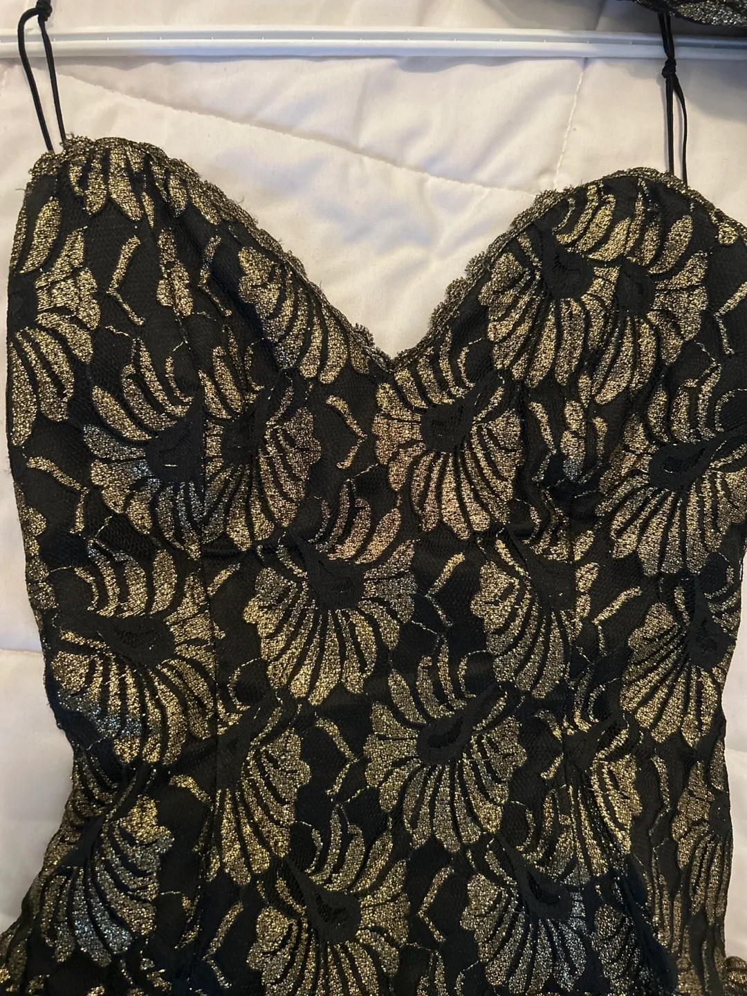 Black & Gold Lace Dress & shawl Prom image indicator(2)