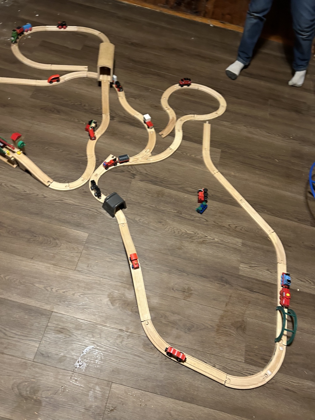 Large Wooden Train Set with Multiple Cars and Accessories - photo 3