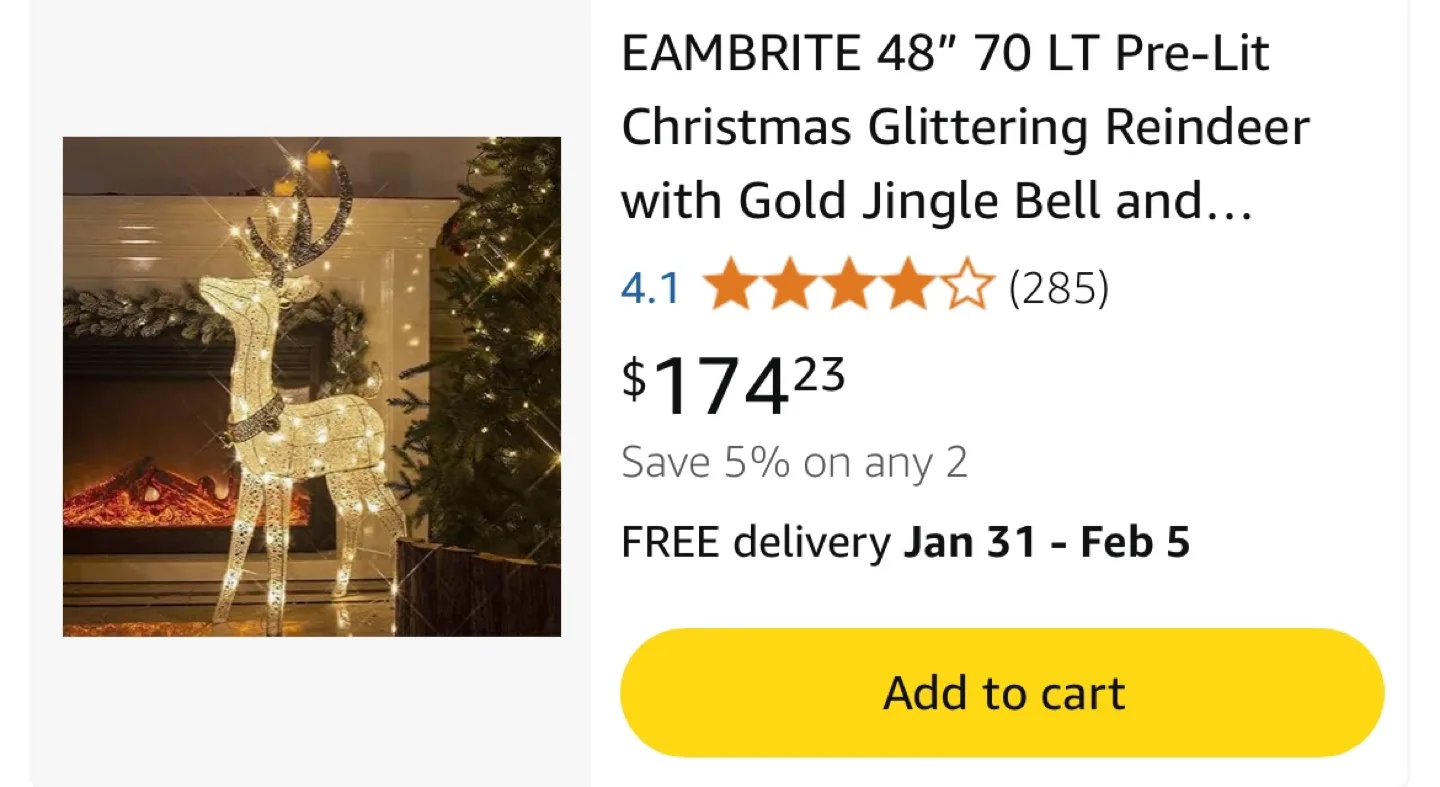 Prelit Christmas reindeer decoration image indicator(4)