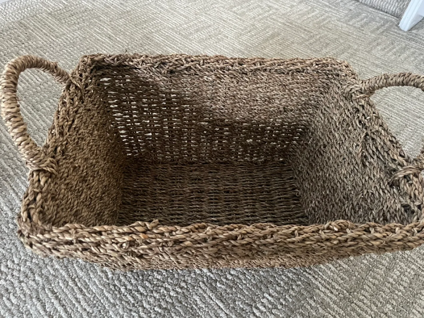 Set of Two Woven Seagrass Storage Baskets with Handles image indicator(2)