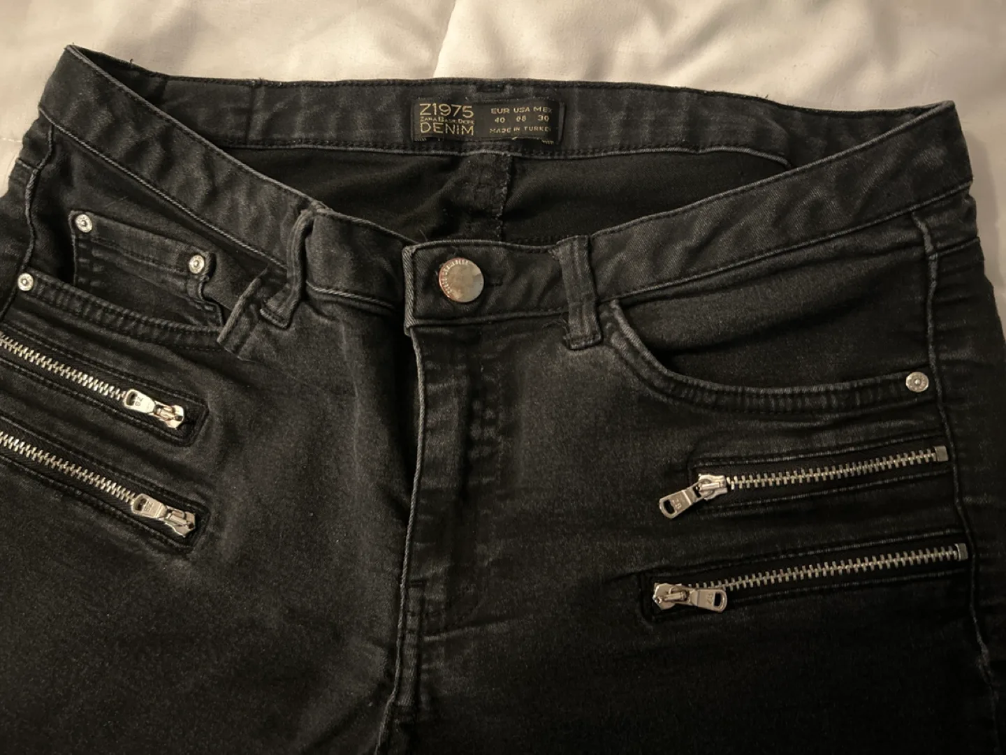 ZARA Z1975 Black Skinny Jeans with Zippers image indicator(3)