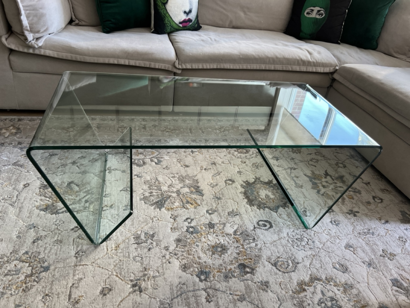 Waterfall solid glass coffee table