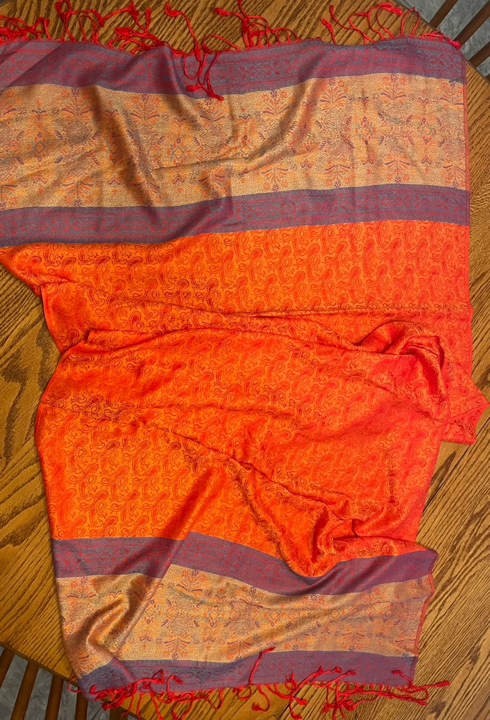 Orange and Blue Pashmina Scarf image indicator(2)
