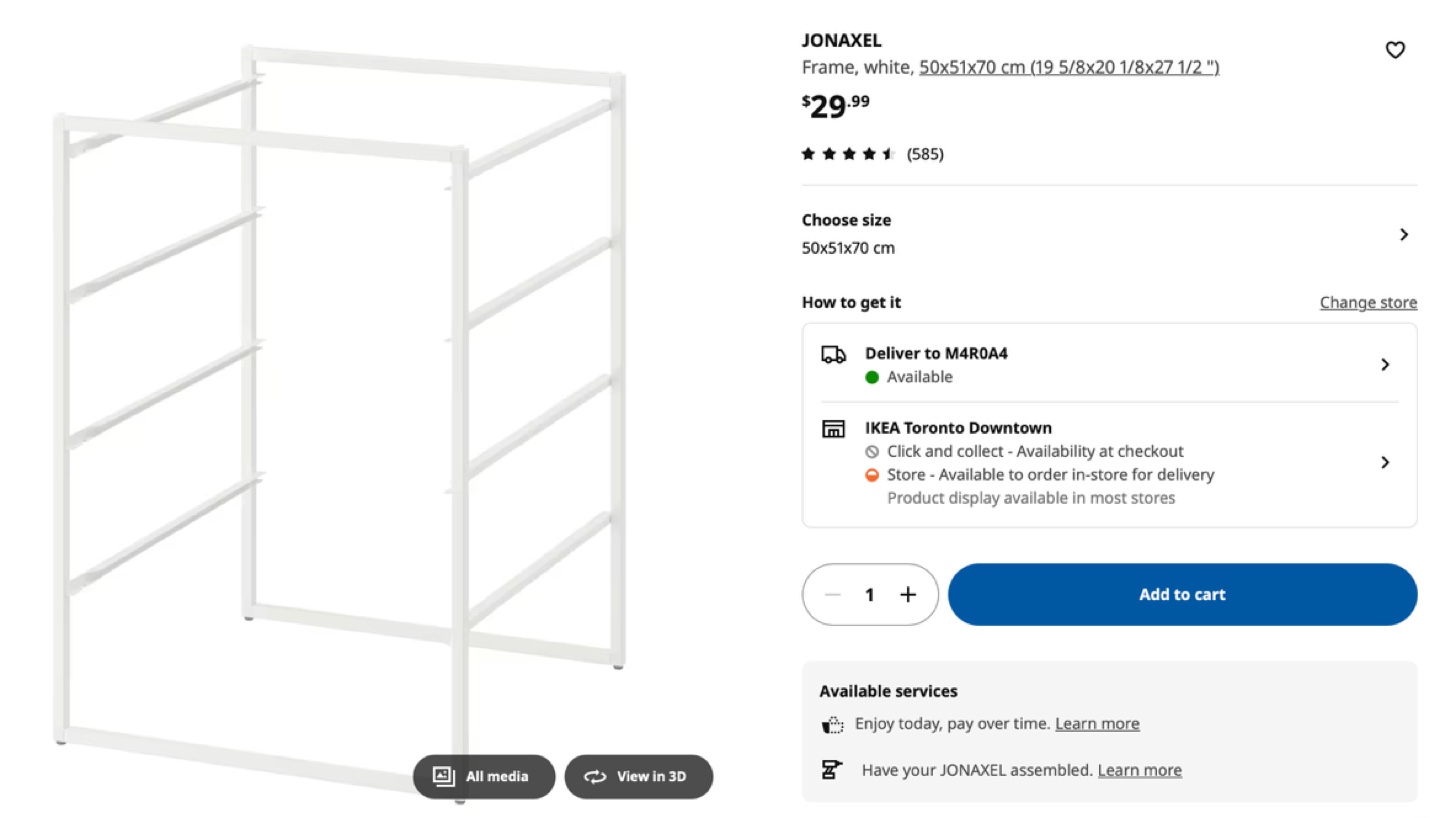 IKEA JONAXEL White Storage Unit with Baskets - photo 2