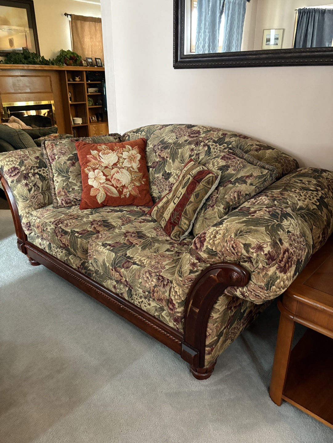 Floral Sofa and Ottoman Set