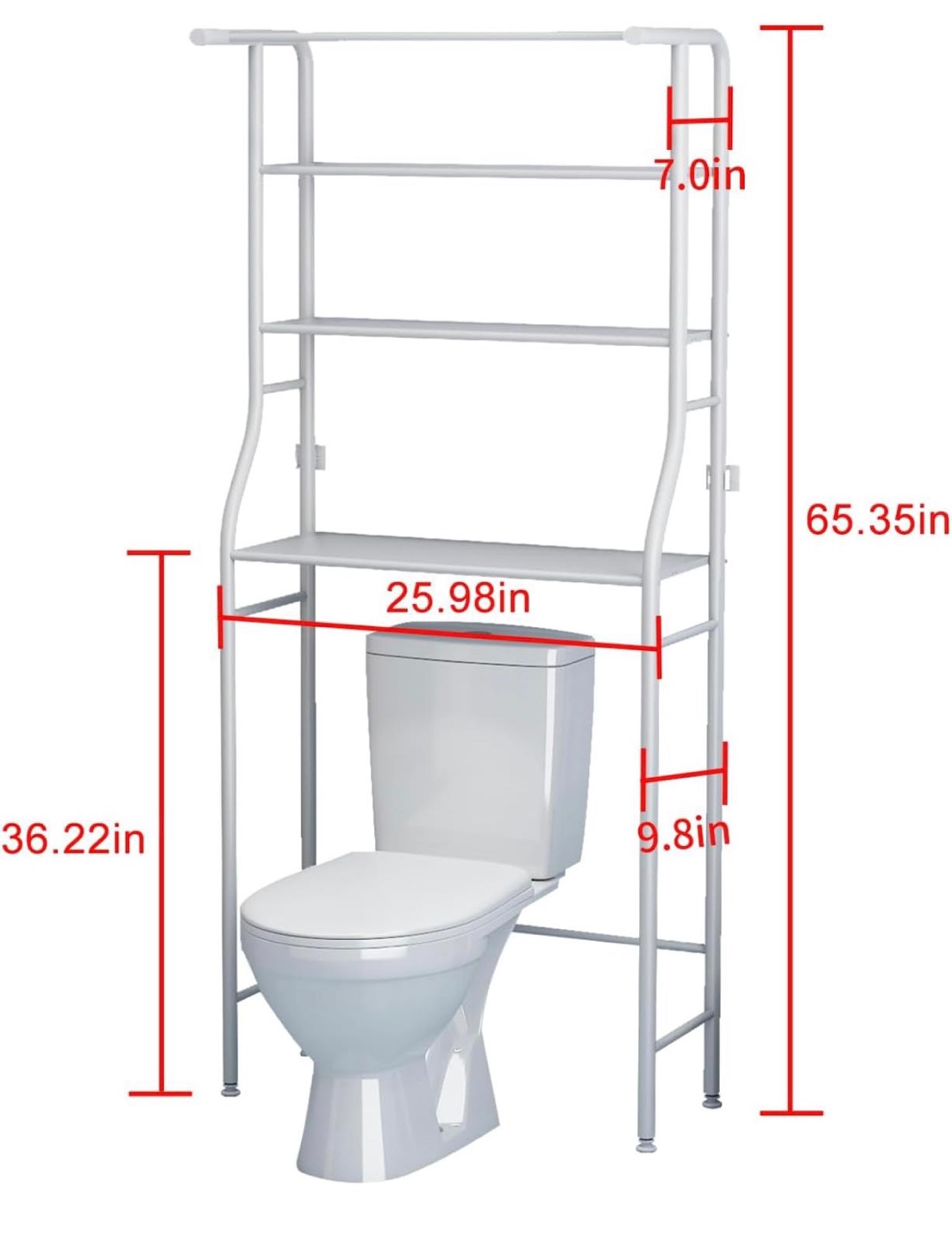 Over-the-Toilet Bathroom Organizer Shelf - photo 2