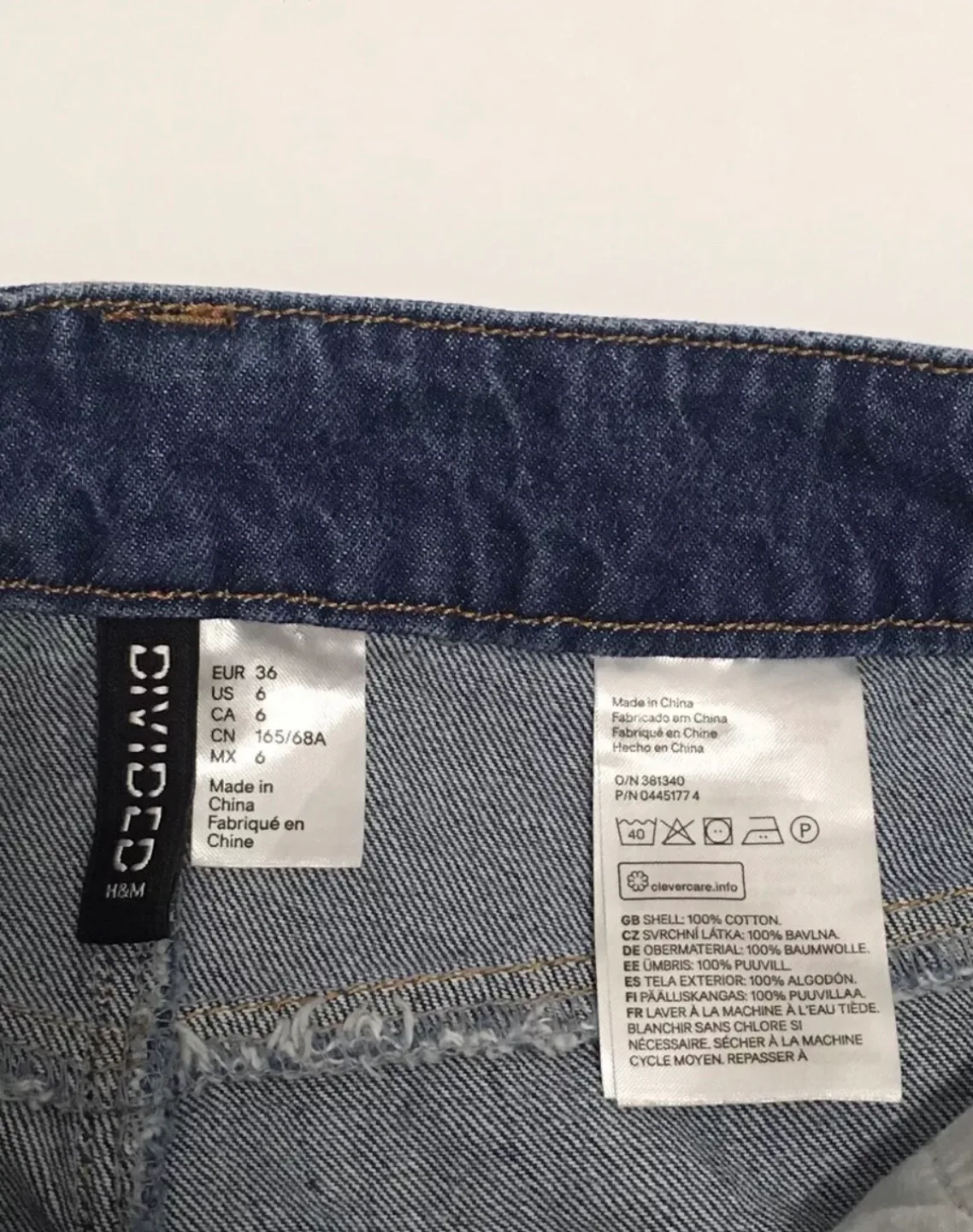 H&M women’s denim blue jean skirt size 6 embroidered rainbow image indicator(6)