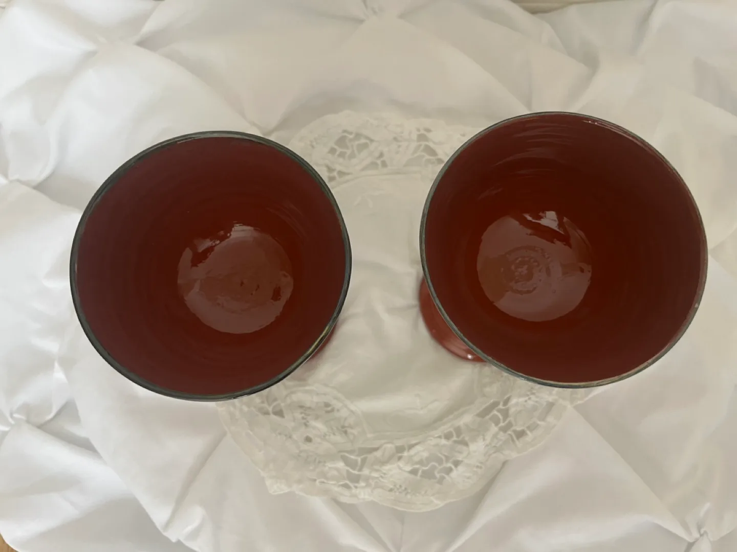 Pair of Hand-painted Ceramic Goblets image indicator(6)