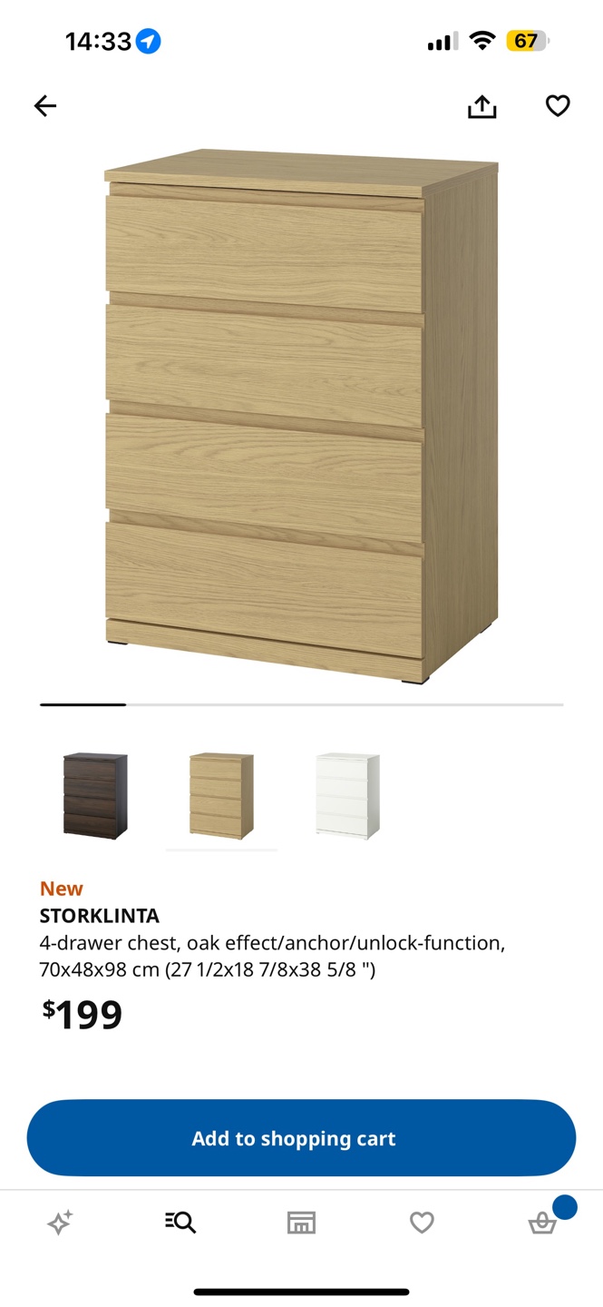 IKEA STORKLINTA 4-Drawer Chest - Oak Effect