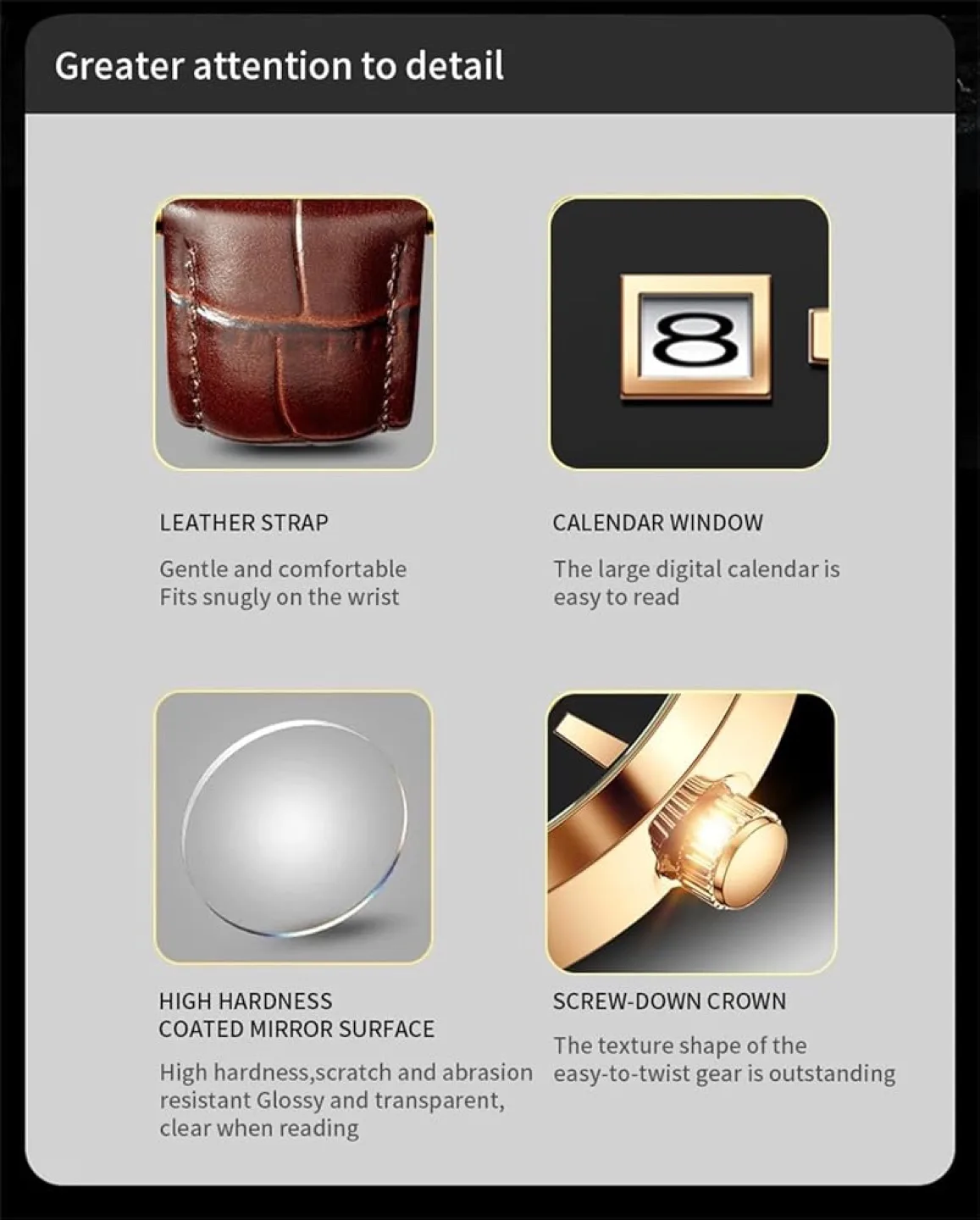 Men's LIGE Quartz Watch Brown Leather Band image indicator(6)