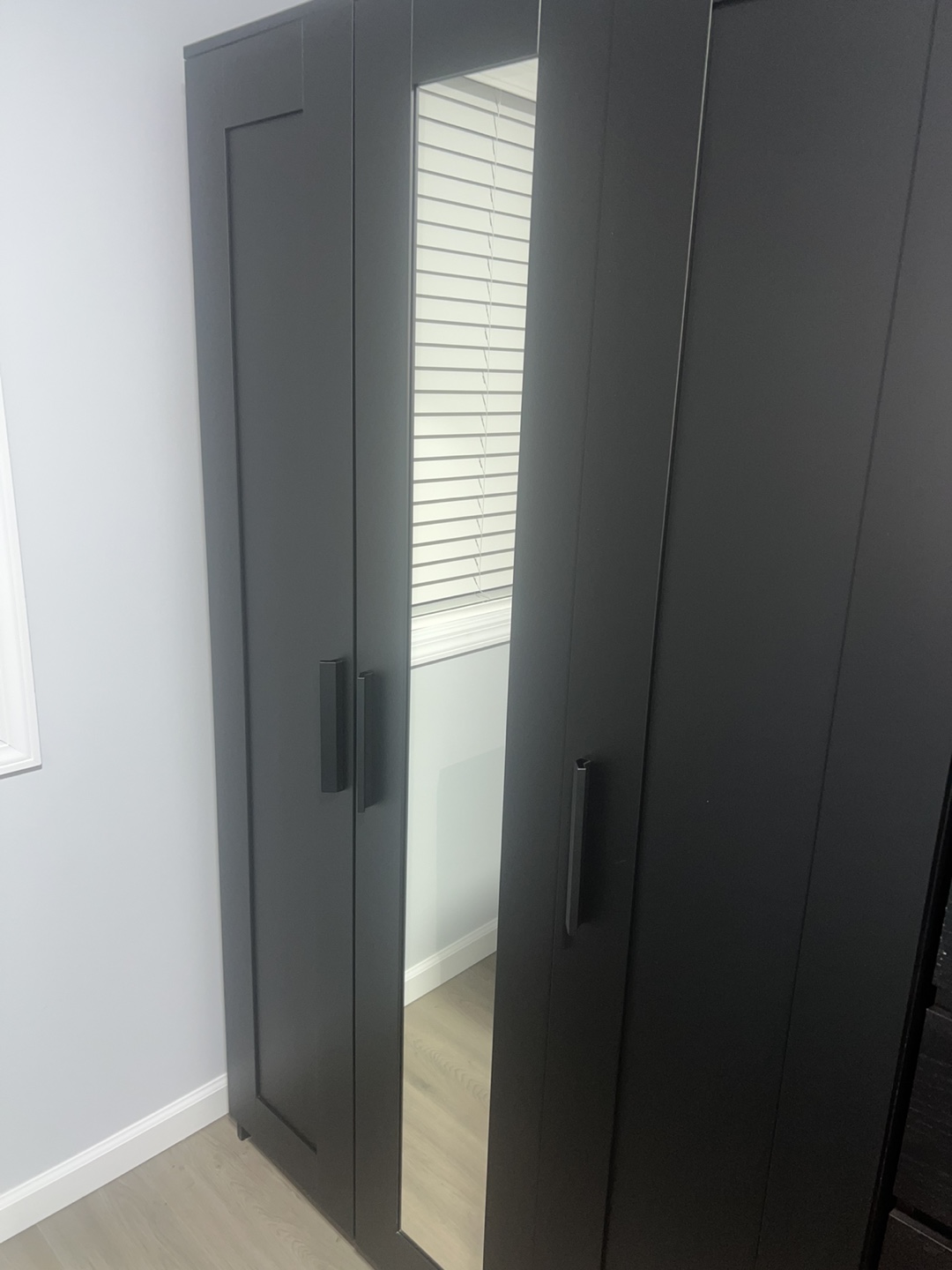 Black Wardrobe Armoire with Mirror