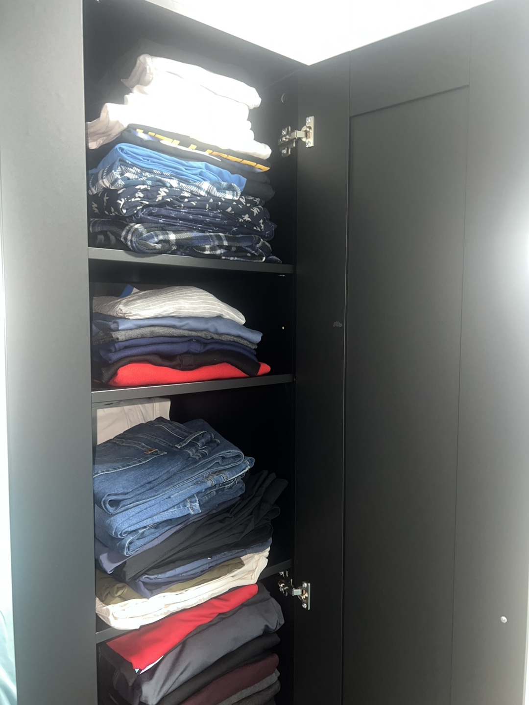 Black Wardrobe Armoire with Mirror - photo 3